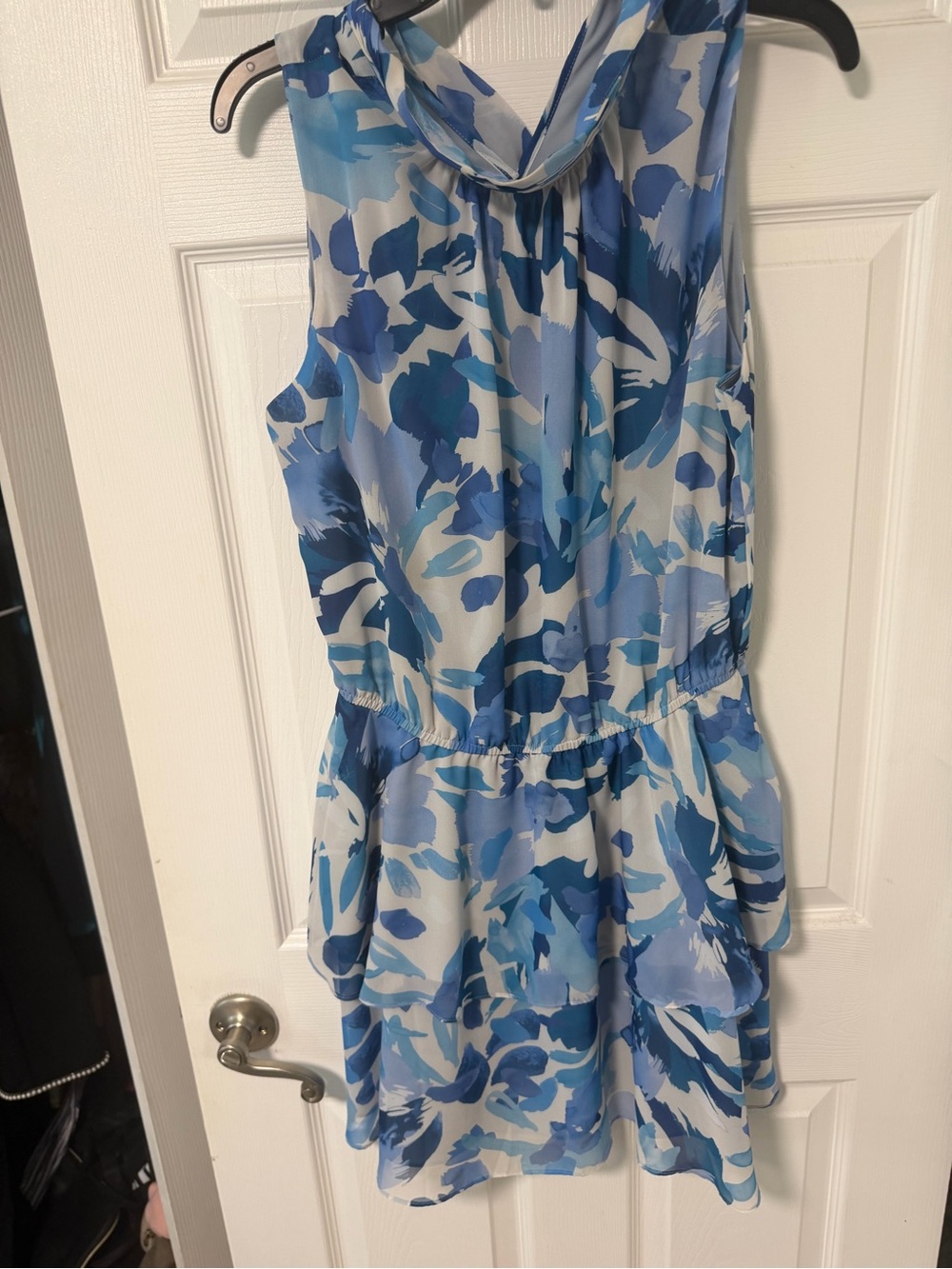 Socialite Blue Watercolor Print Sleeveless Dress